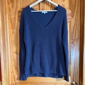 Madewell Ridgeton Navy 100% Cotton V-Neck Pullover Sweater